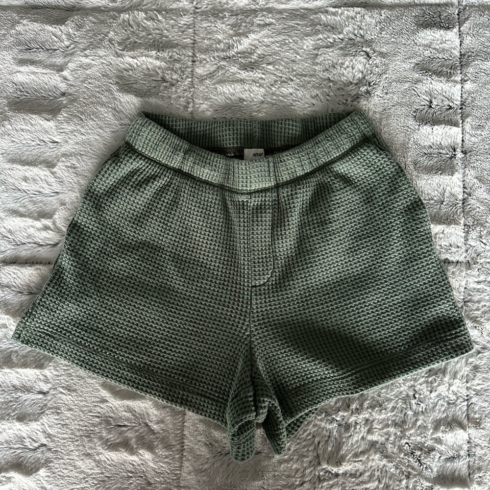 Aerie Waffle Shorts; Size X-Small; in sage green